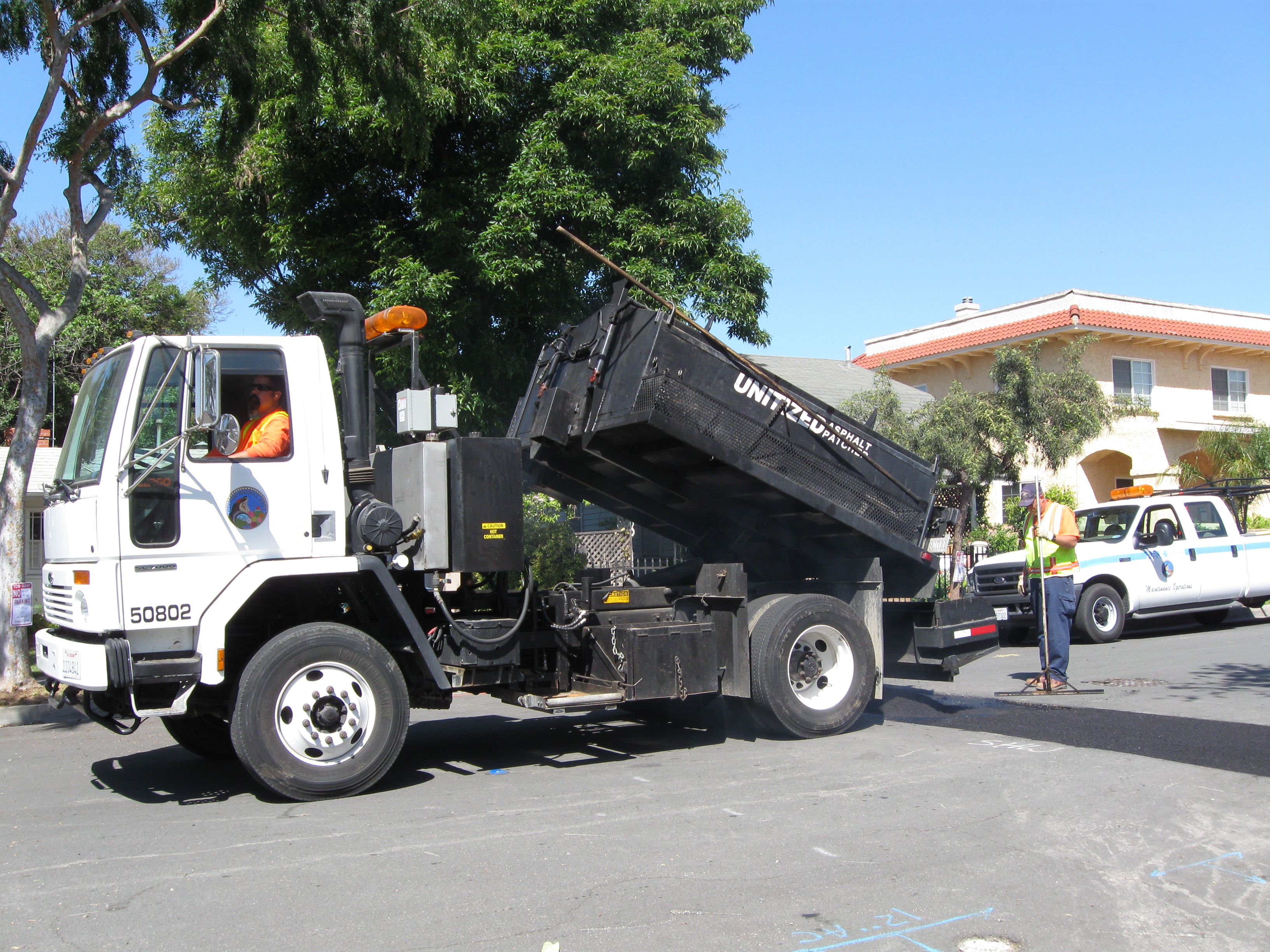 Dump truck on a street